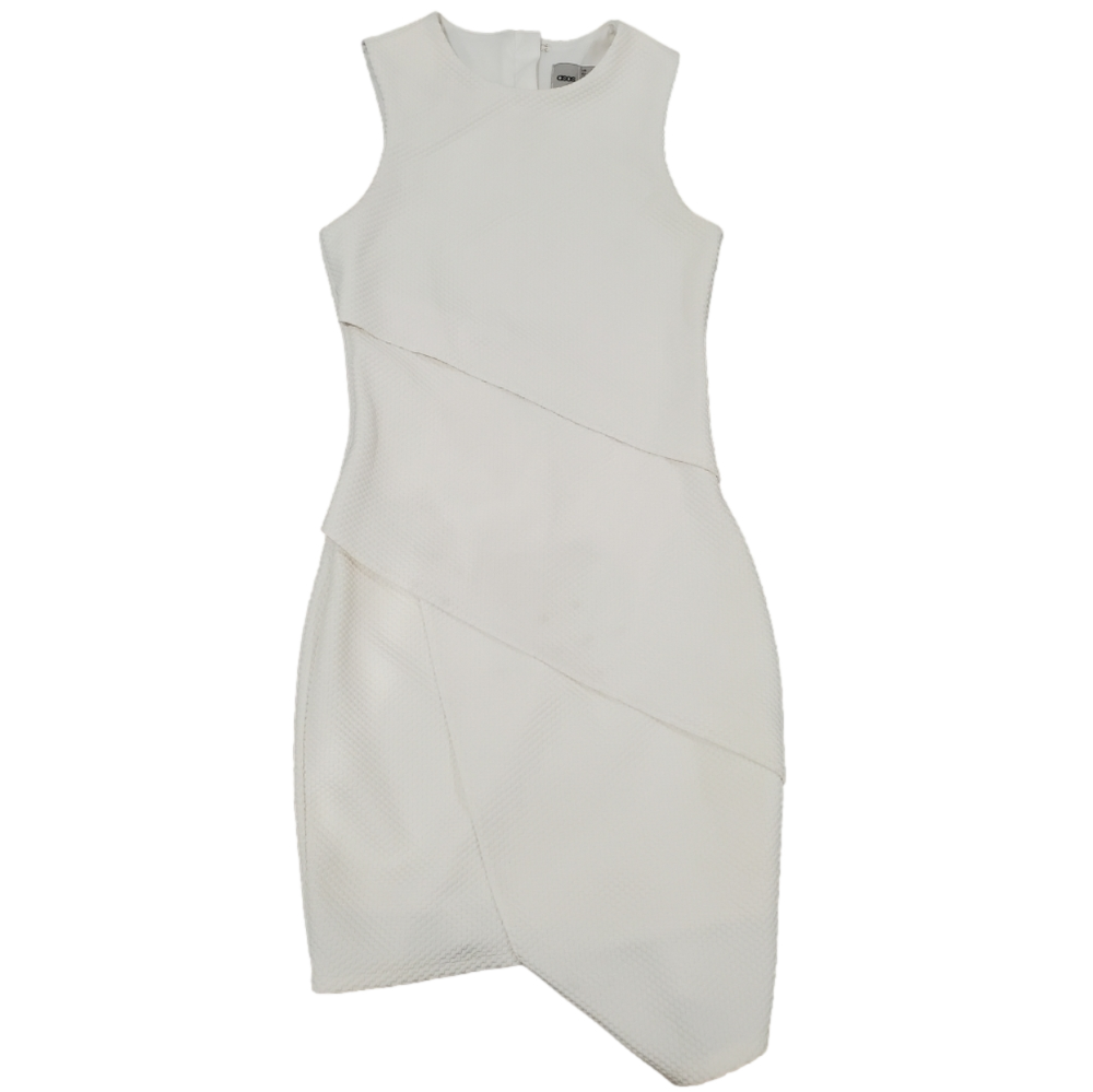 ASOS off white asymmetric layered mini fitted dress size 0